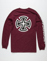 Independent • Bar/Cross Long Sleeve • Burgundy Small