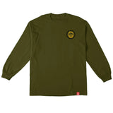 SPITFIRE • CLASSIC SWIRL OVERLAY LONG-SLEEVE SHIRT • MILITARY GREEN w/ BLACK & GOLD Prints M