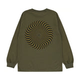 SPITFIRE • CLASSIC SWIRL OVERLAY LONG-SLEEVE SHIRT • MILITARY GREEN w/ BLACK & GOLD Prints